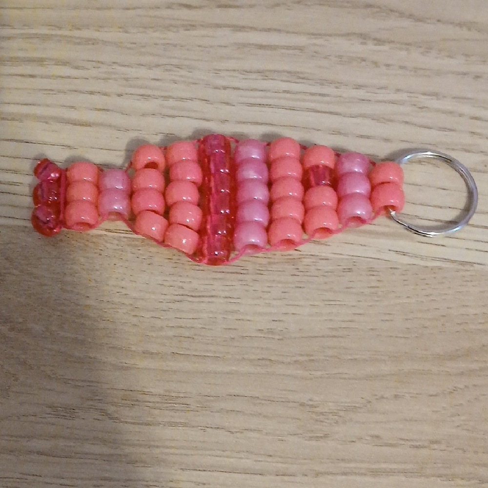 Handmade Fish Pink Beaded Keychain - Women Accessories